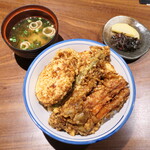 銀座 天國 - 野菜天丼（￥1760）。茄子・いんげん・アスパラ2本・人参・れんこん・かぼちゃ・さつまいも・舞茸