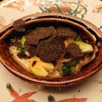 銀座 上瀧 - 三陸産黒鮑と春野菜のクリーム仕立て~フランス産黒トリュフ~