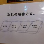焼肉問屋 牛蔵 - タレの説明