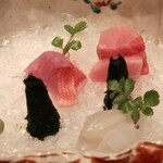 梢 - 刺身盛り合わせ！中とろ、スミ烏賊、金目鯛！