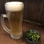 Tachinomi Raku - 生ビールと小鉢(菜の花ぬた)