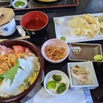 お食事処 かいがん - 雲丹イカ丼定食(天ぷら付き)