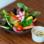 “Bagna Cauda” with colorful organic vegetables