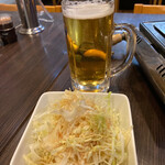 蒲田とんちゃん - 温い生ビール，サントリーだと思う不味さ！