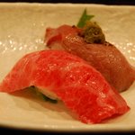 時の宿 すみれ - （夕食）大とろのにぎりと・・・アップ