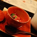 時の宿 すみれ - （夕食）牛骨だしのとろトロ茶漬け桜の風味