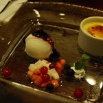 時の宿 すみれ - （夕食）和三盆のブリュレとヨーグルトソルベ