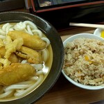 牧のうどん - ごぼう天うどん＋かしわめし