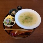 會津屋 - えんどう豆の翡翠煮雑炊の朝定食