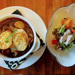 クイーンズ スープ カフェ - Queens Soup Cafe Set 1650円(焼きシチューグラタン・本日のフレンチトースト・本日のデリカ・ドリンク)