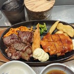 やよい軒 - カットステーキ、ナポリタン、エビフライ、照り焼きチキン、ポテトフライ、ブロッコリー！！