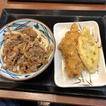 Marugame Seimen - 焼きたて肉うどん＋かしわ天レンコン天