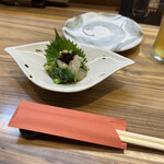 醍醐 - カワハギとなばなの梅肉和え❗