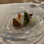 シャントレル - ヤリイカ、トマト、セリ