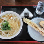 手打ちうどん 尾崎 - かけうどんの朝定食(３９０円）