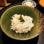薪鳥新神戸 - 鳥そぼろご飯 + 生姜 + かんずり