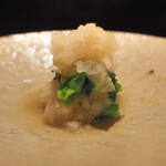 薪鳥新神戸 - 菜の花の鬼おろしのみぞれ和え（アップ）