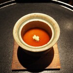 薪鳥新神戸 - 茶碗蒸し（百合根すり流し + べっこう餡）