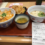 なか卯 - ランチセット親子丼・特製かき揚げ・だしスープに、はいからうどん（小）（冷）