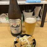 横浜家系ラーメン 蓮 - ビールとおつまみ（超旨メンマ）