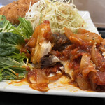 わ楽 - トマトガーリック煮こみ　メカジキほぐしました