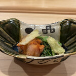 鮨 むらやま - 赤貝、タラの芽の天ぷら、せり、やばみー！！！豪華すぎてエグい！！