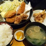 JAPANESE RESTAURANT 食楽 たざわこ - 唐揚げマカロニサラダ+ハムカツ、カキフライ+ちょいから