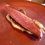 Restaurant Satoshi.F - なるときんときとシイタケの上に鎮座するカモ