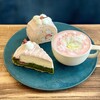 おやつカフェ ホリック - 料理写真:桜と抹茶のタルト、桜のロールケーキ、桜ラテ