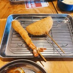 串カツ田中 - 大串エビ、玉ねぎ