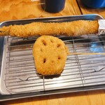 串カツ田中 - アスパラ豚巻、レンコン