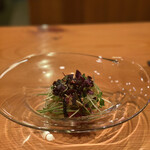 日本料理 たかむら - 柚子胡椒和え 秋田平目昆布締め 秋田墨烏賊 下北本鱒ルイベ
      舞鶴本鮪血合いぎし