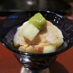 あんきも　帆立　白菜　下仁田ネギのジュレ