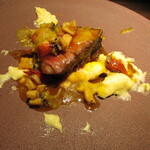 yokoyama - 黒毛和牛のカイノミ 卵王 上ミノ シラス ホルモンを利かせたソース ジャガイモ