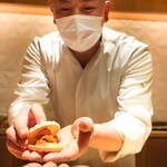 銀座 しのはら - あんぽ柿、フォアグラ最中