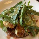 ガニュ・パン - 若鶏のロースト、ビーツ、トマトサルサル、ルッコラレタス添え