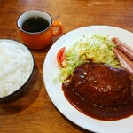 パンドラ - 日替わりランチ　ハンバーグとチーズ入りハムカツ¥500