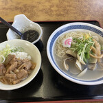 山田うどん - 「旬のはまぐりラーメン」+「ミニパンチ丼」