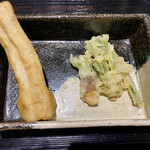 食堂こなん - 揚げ物 穴子 春の山菜 こごみ たらのめ こしあぶら
