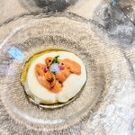 La Brianza - ホワイトアスパラガスフラン塩水雲丹。