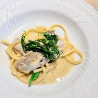 La Brianza - 大黒神島牡蠣トンナレッリ。即興で作って下さったお料理嬉しい☆絶品!! 牡蠣の風味味わいとトンナレッリのモチモチが絶妙マッチング♪
