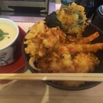 Muten Kura Zushi - えび天と季節の天丼＋茶碗蒸し