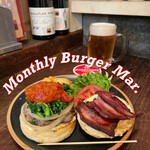 パントリー コヨーテ - 【3月のMonthly Burger】 『菜の花とベーコンのサルサBURGER¥1,590』 『キリンブラウマイスター樽生¥600』  ※ドリンクセット割引-¥100