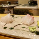 鮨 功 - 鯛、鮃（二つとも三河湾）