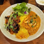 SPICY CURRY 魯珈 - 選べる２種カレー(肉と木耳の麻辣湯風咖喱と蟹ダール～渡り蟹とインド豆のカレー～)