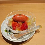 日本料理 研野 - 福岡県のあまおうのシャーベット、あまおう、はっさくのジュレ
