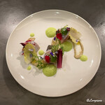 カーサ・デル・チーボ - 鰊のマリネ 蕗の薹のソースとセロリの泡
