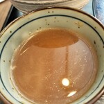山茶花そば椿 - 蕎麦湯投入