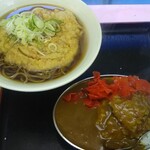 そば処 常盤軒 - ミニカレー付きそばセット、かき揚げトッピング