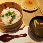 富山 はま作 - 蟹わっぱご飯、味噌汁